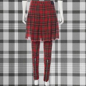 R13 Red Plaid Skirt Set with Pants